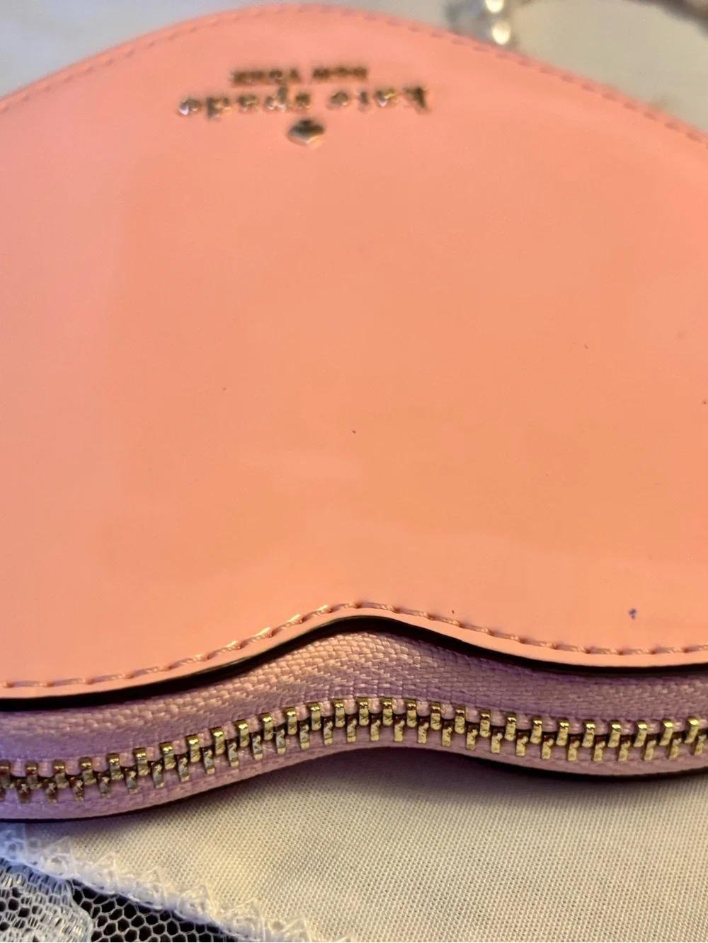 kate spade Pink Heart Wristlet with Pearl Strap